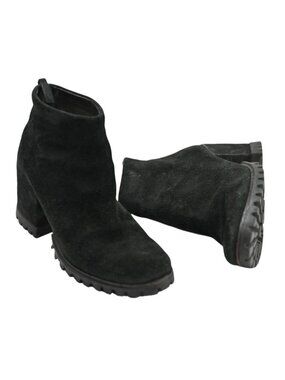 Marsell Ankle Heeled Combat Booties in Black Suede